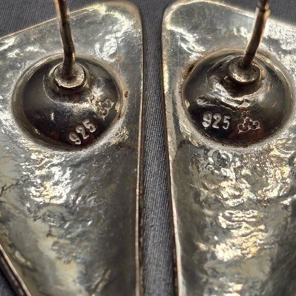 VTG Sterling Silver Hammered Triangle Stud Earrings 1.5" Signed Silpada? - Picture 4 of 7